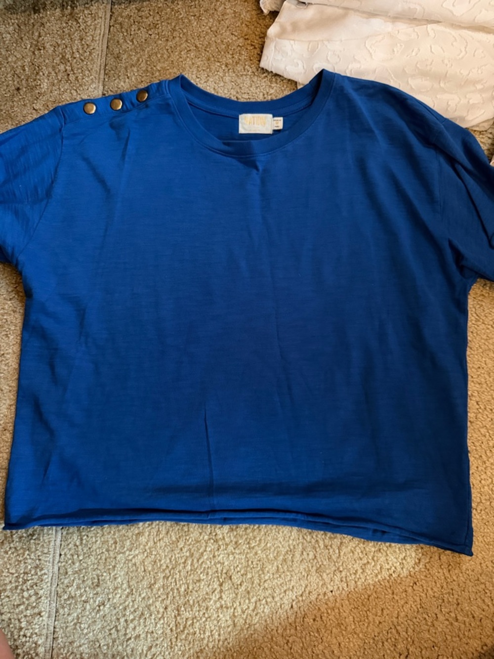 Blue Button-Shoulder Tee